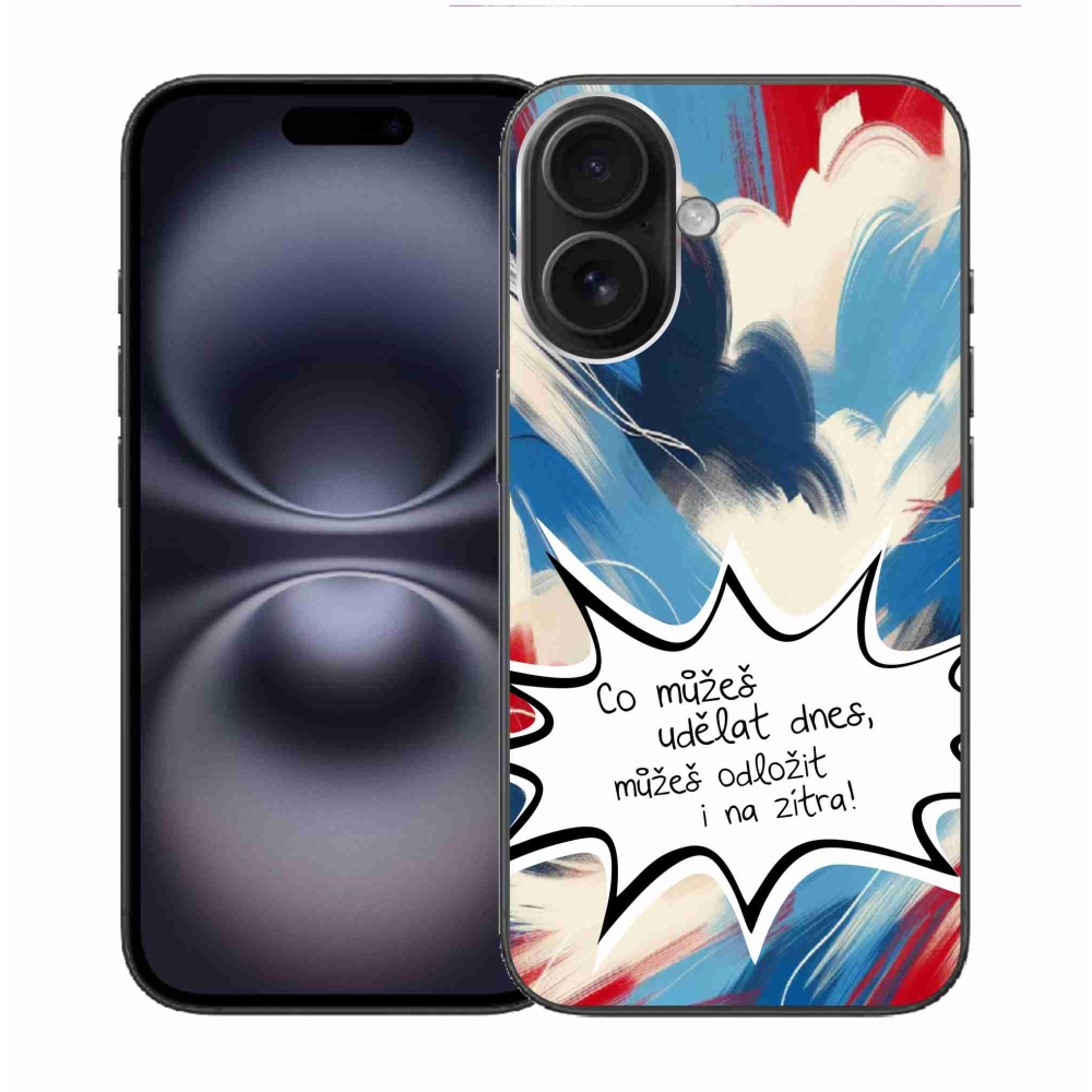 Gelový kryt mmCase na iPhone 16 - vtipný text 9 bílé pozadí
