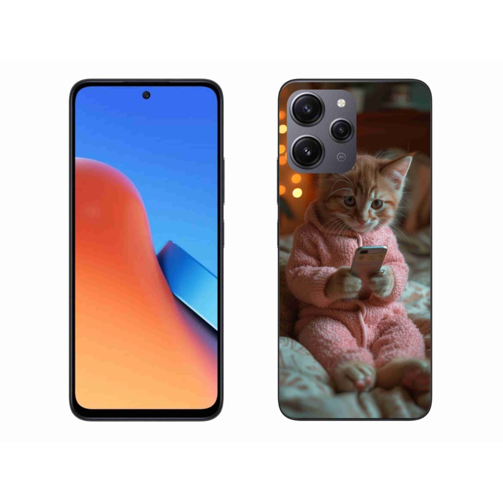 Gelový kryt mmCase na Xiaomi Redmi 12 - kotě s mobilem