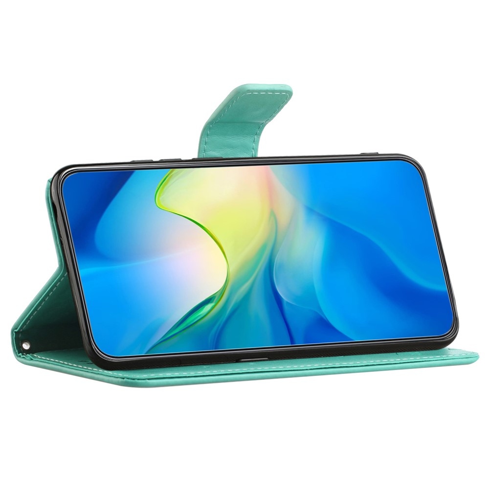 Flower knížkové pouzdro na Samsung Galaxy A05s - modrozelené