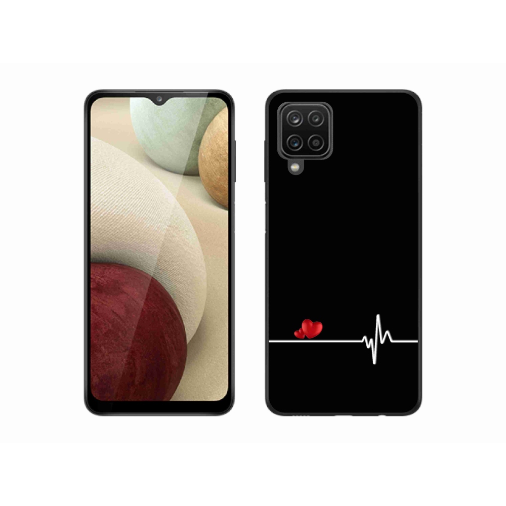 Gelový kryt mmCase na Samsung Galaxy M12 - srdce a tep černé pozadí