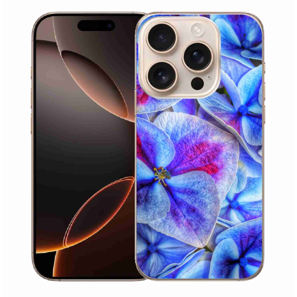 Gelový kryt mmCase na iPhone 16 Pro Max - modré květy 1
