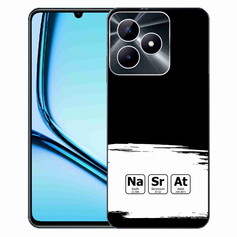 Gelový kryt mmCase na Realme Note 50 - chemické prvky bíločerné pozadí