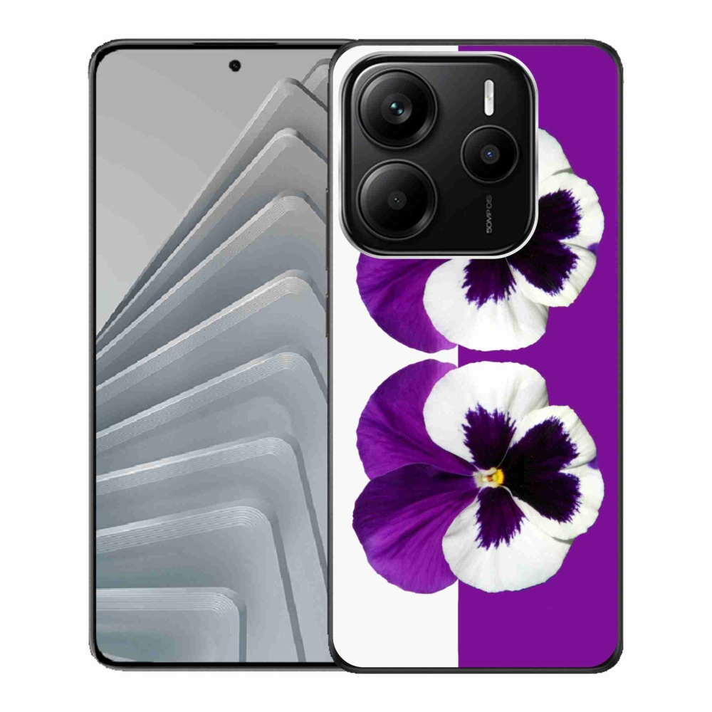 Gelový kryt mmCase na Xiaomi Redmi Note 14 5G - fialovobílý květ