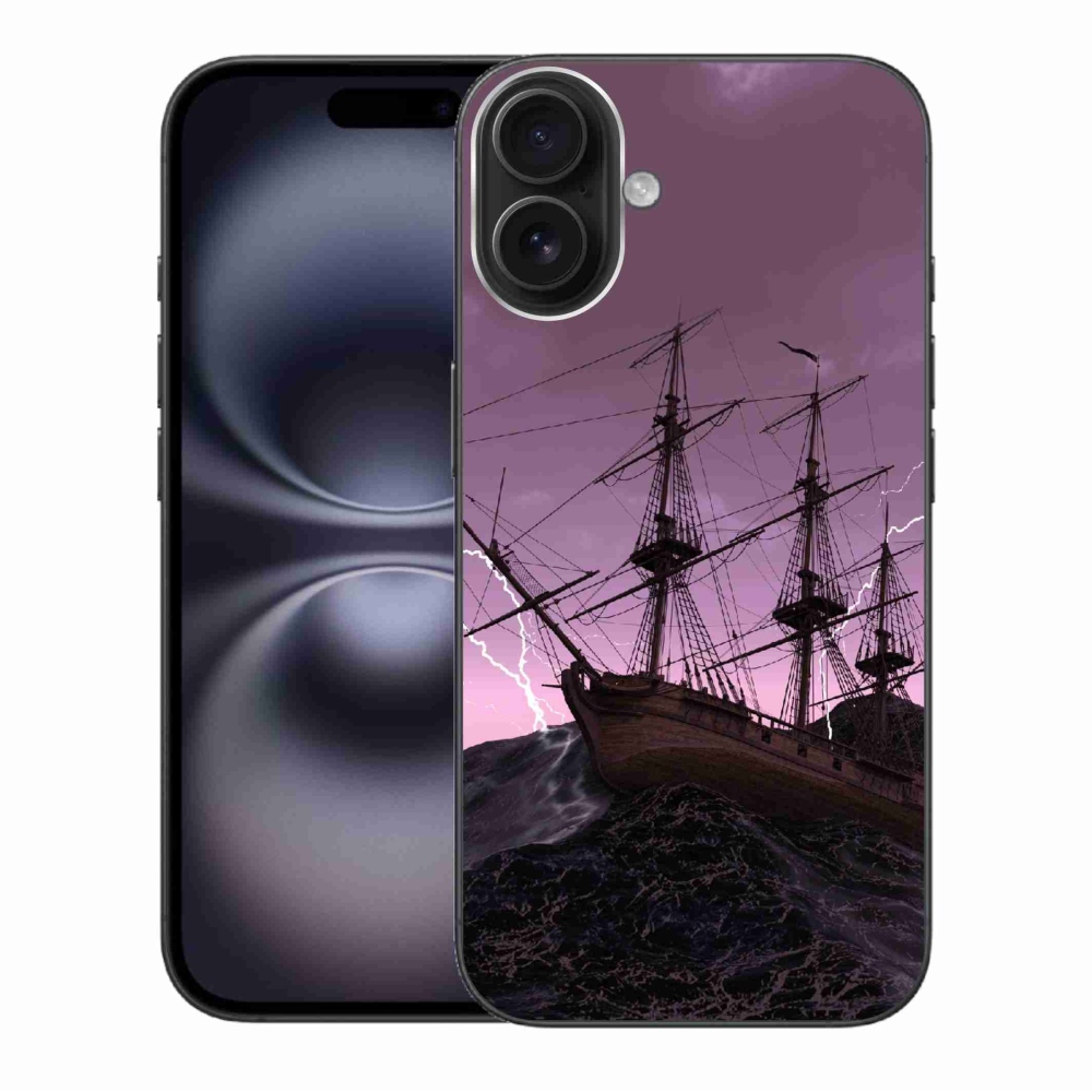 Gelový kryt mmCase na iPhone 16 Plus - loď v bouři