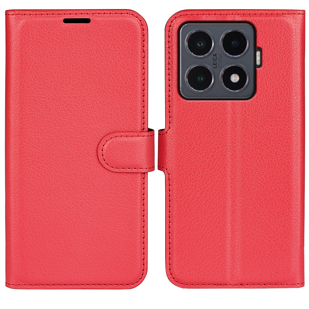Litchi knížkové pouzdro na Xiaomi 15T Pro - červené