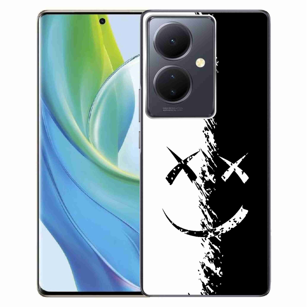 Gelový kryt mmCase na Vivo V29 Lite 5G - černobílý smajlík