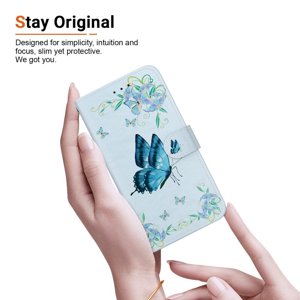 Printern knížkové pouzdro na Xiaomi Redmi Note 14 5G - modrý motýl