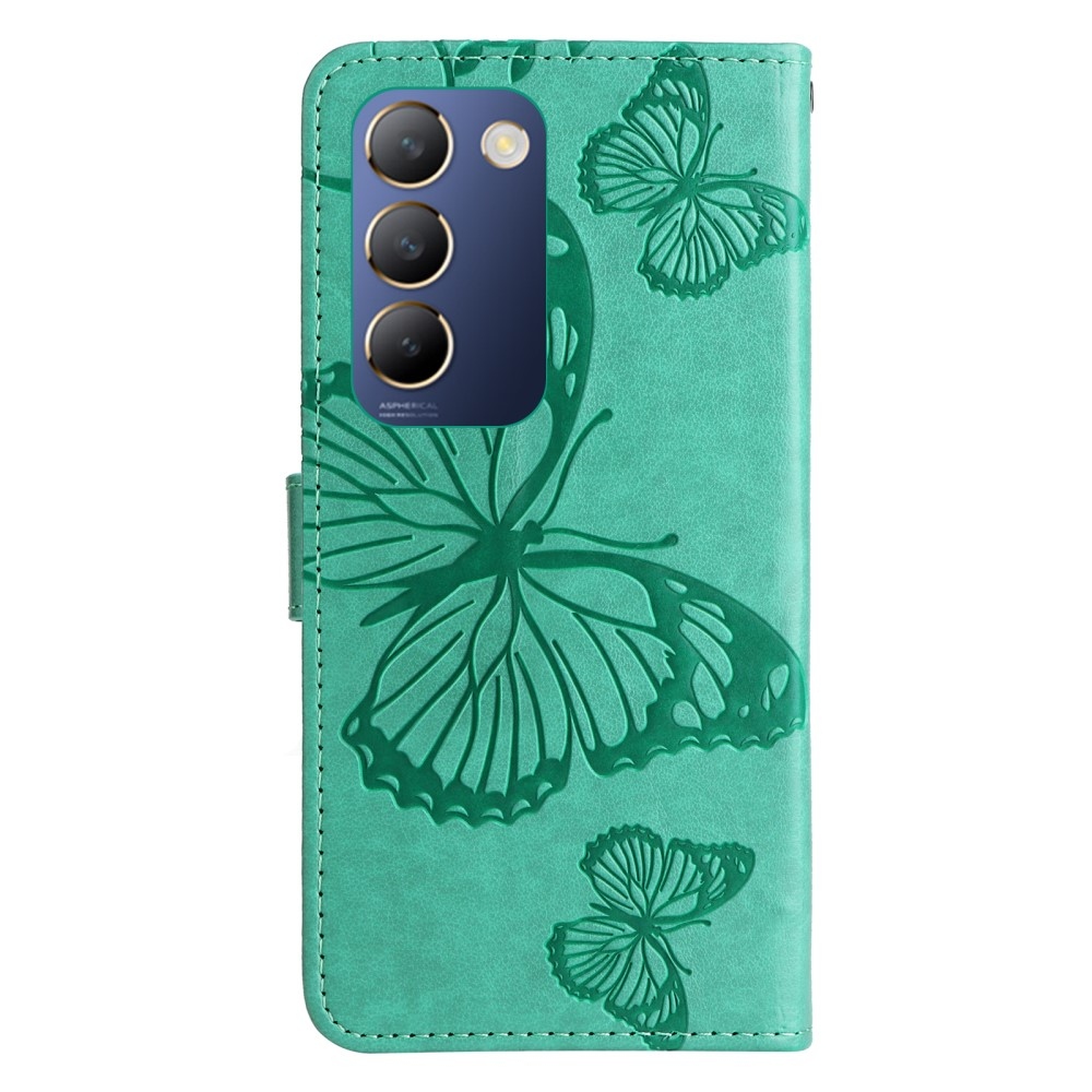 Big Butterfly knížkové pouzdro na Vivo V40 SE 4G/5G - modrozelené