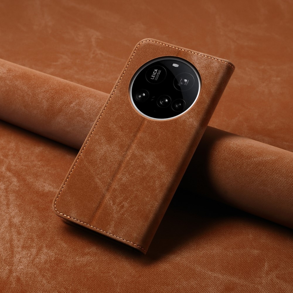 Jeanse knížkové pouzdro na Xiaomi 15 Ultra - hnědé
