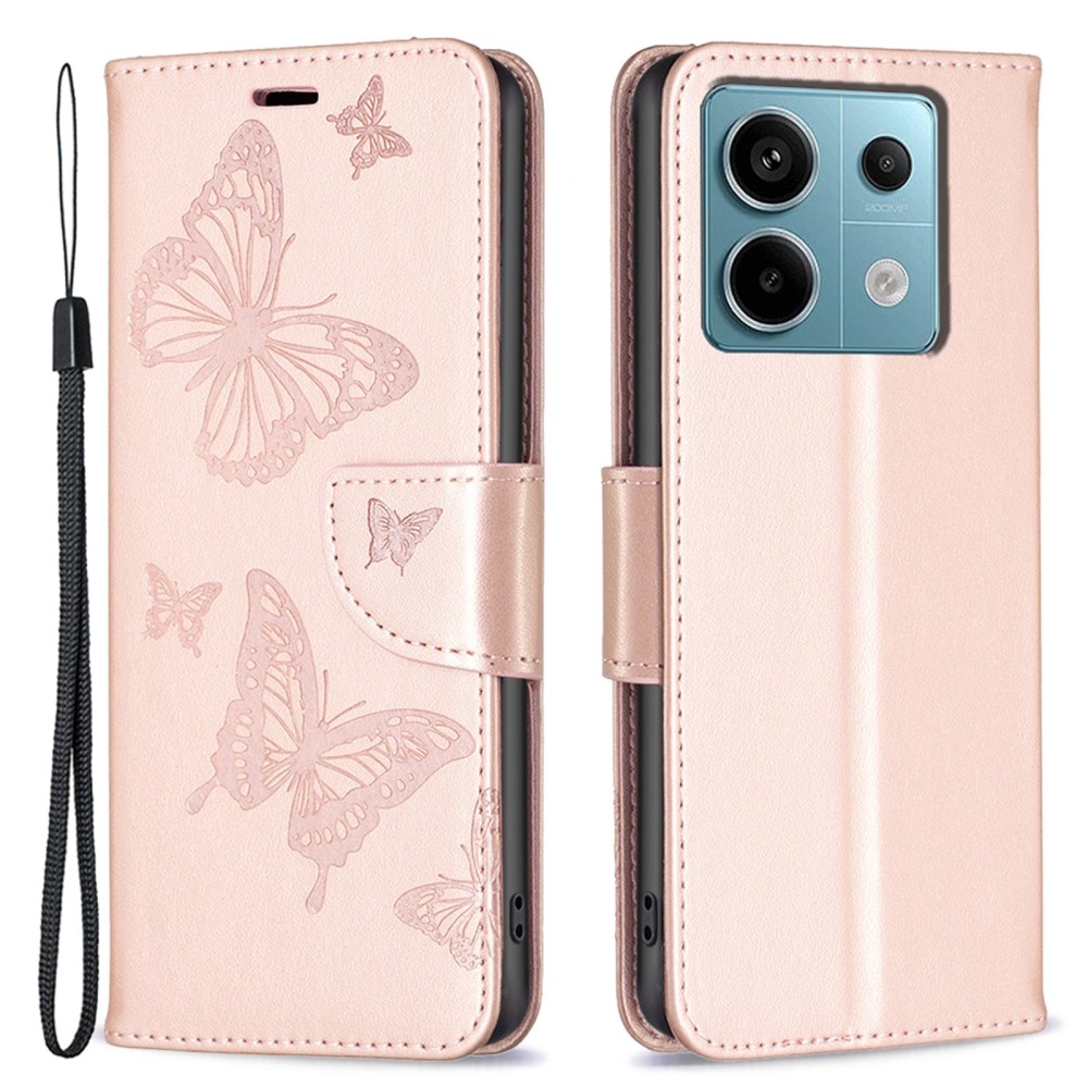 Butterfly knížkové pouzdro na Xiaomi Redmi Note 13 Pro 4G/Poco M6 Pro - růžovozlaté