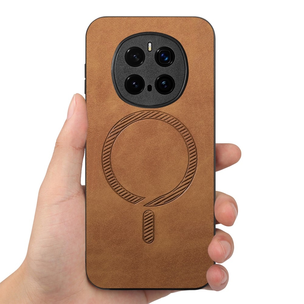 Skiny gelový obal s umělou kůží a podporou MagSafe na Honor Magic 7 Pro 5G - hnědý