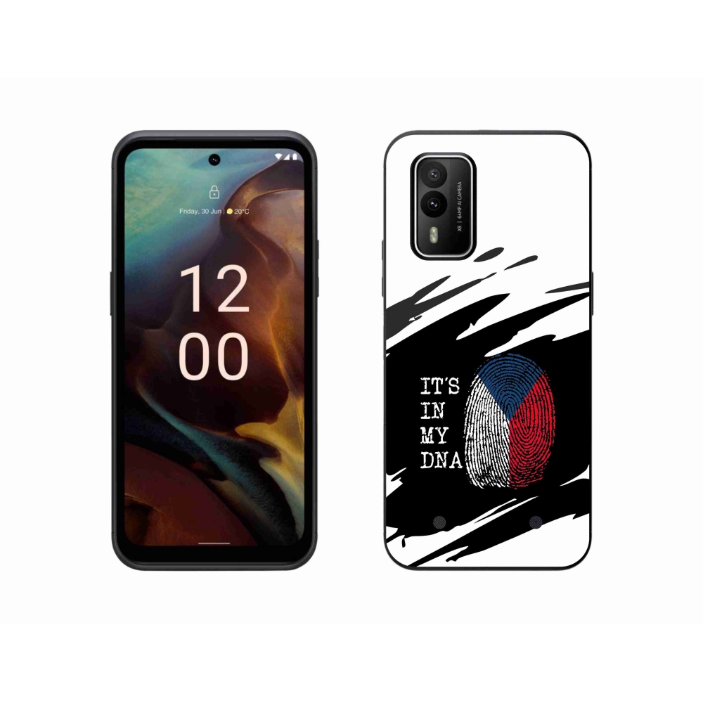 Gelový kryt mmCase na Nokia XR21 - vlajka otisk prstu černobílé pozadí