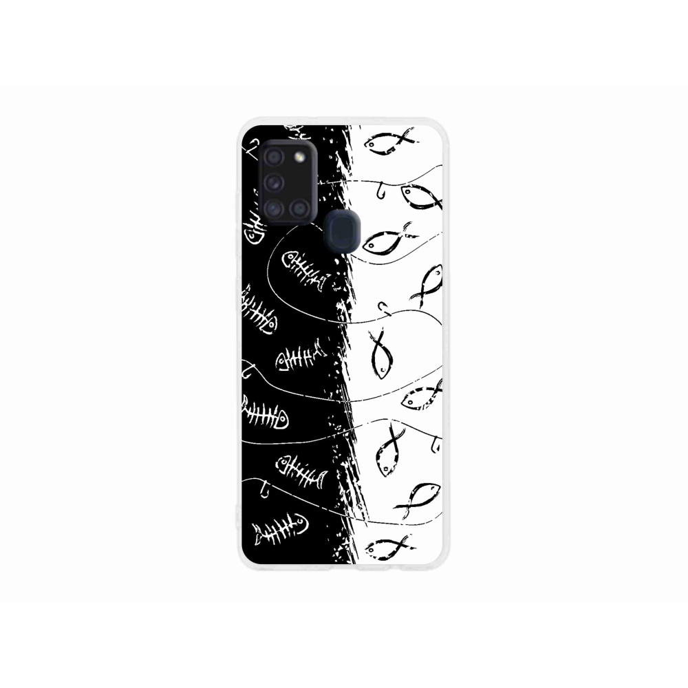 Gelový kryt mmCase na Samsung Galaxy A21s - kostry a rybky