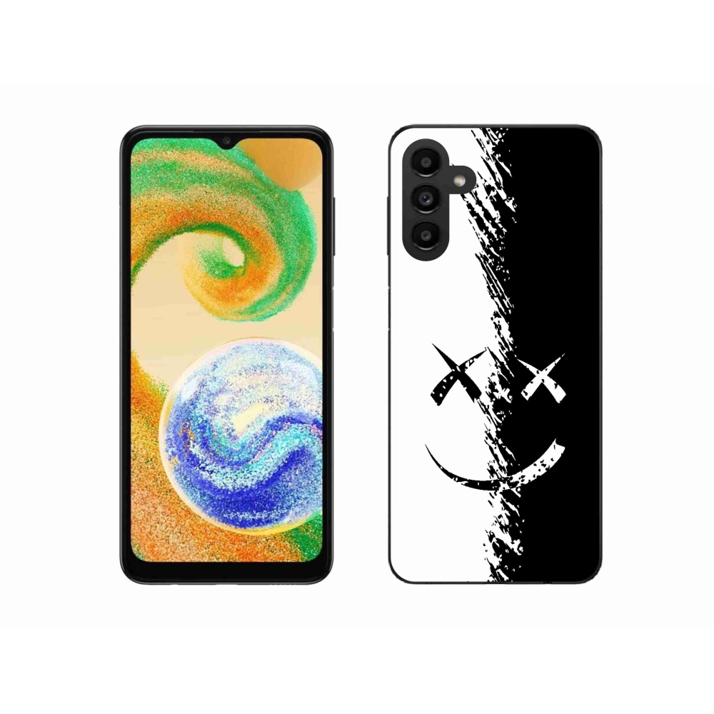 Gelový kryt mmCase na Samsung Galaxy A04s (164.7x76.7x9.1mm) - černobílý smajlík