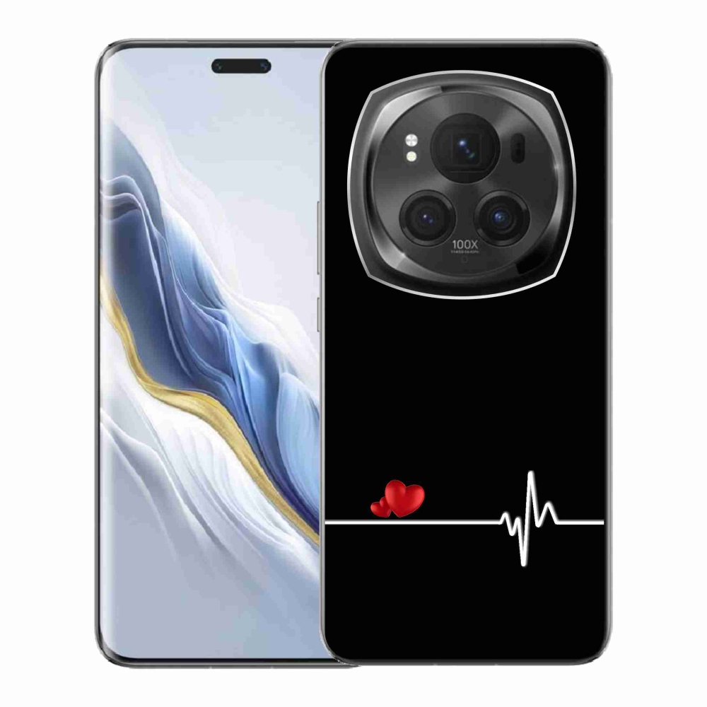 Gelový kryt mmCase na Honor Magic 6 Pro 5G - srdce a tep černé pozadí