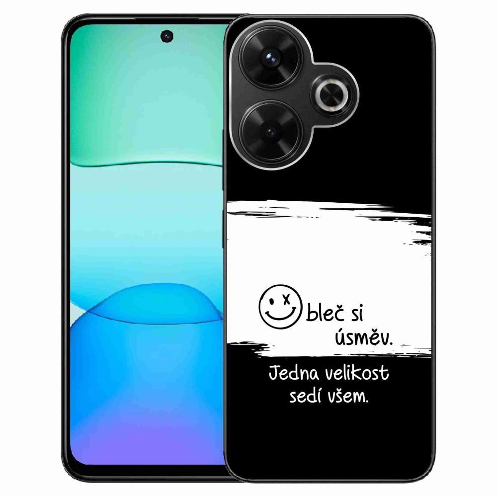 Gelový kryt mmCase na Xiaomi Redmi 13 4G/Poco M6 4G  - vtipný text 8 bíločerné pozadí