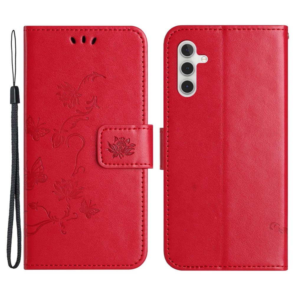 Flower knížkové pouzdro na Samsung Galaxy S24 FE - červené