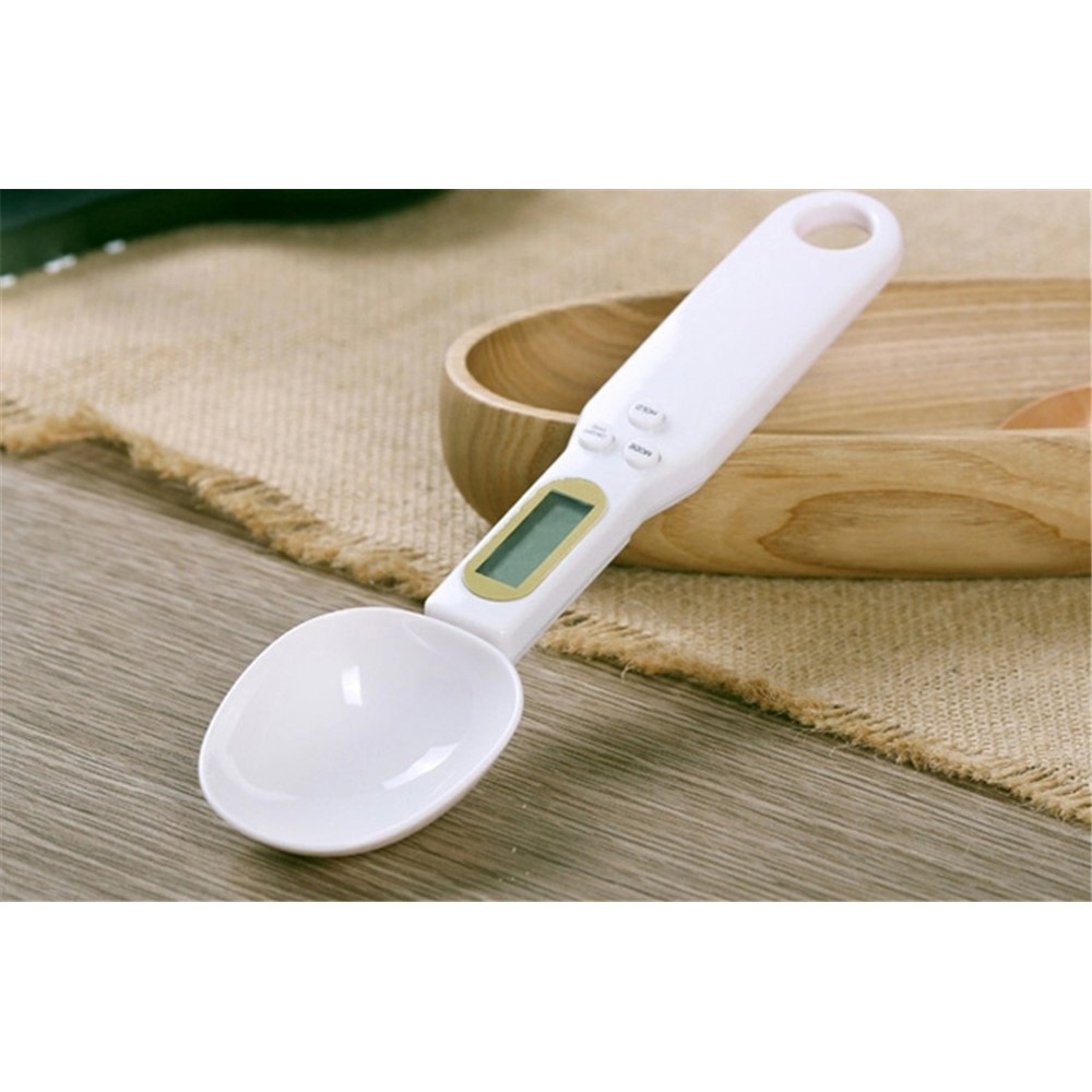 Odměrná elektronická lžíce s displejem pro vážení do 500 g - bílá