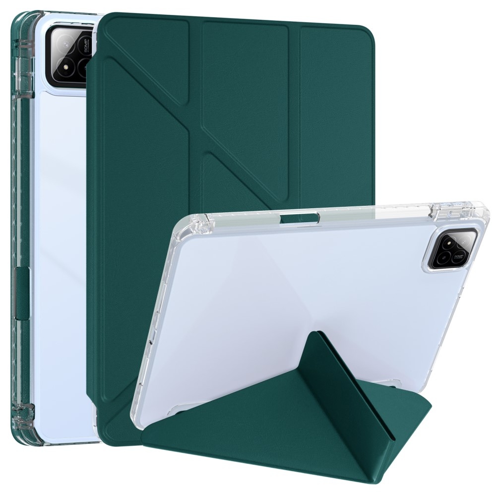 Origami chytré polohovací pouzdro na tablet Xiaomi Pad 7/7 Pro - tmavězelené