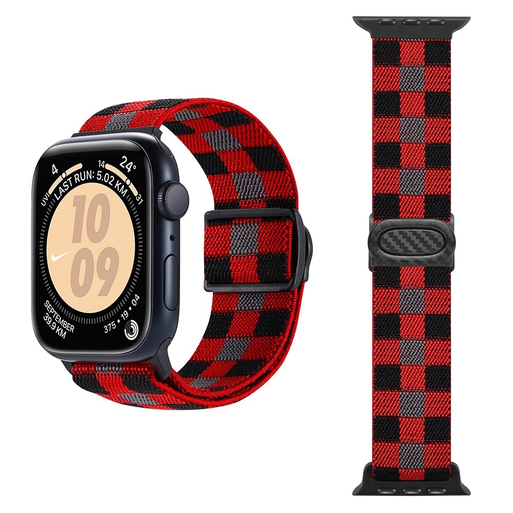 Gradient nylonový řemínek na Apple Watch Ultra/Ultra 2 49mm/SE/SE 2022/2023 44mm/9/8/7 45mm/6/5/4 44mm/3/2/1 42 mm - červené kostičky