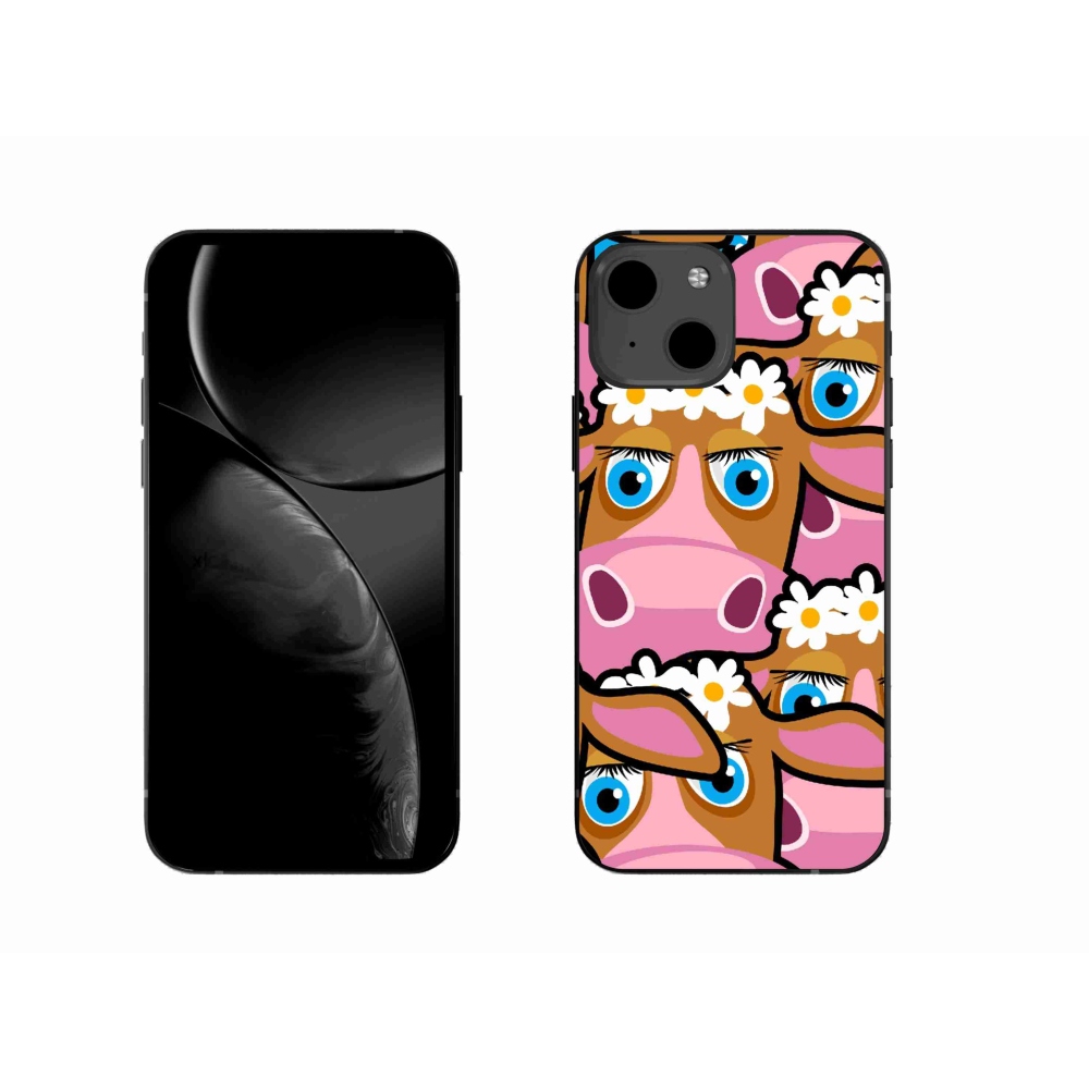 Gelový kryt mmCase na iPhone 13 - kreslené kravičky