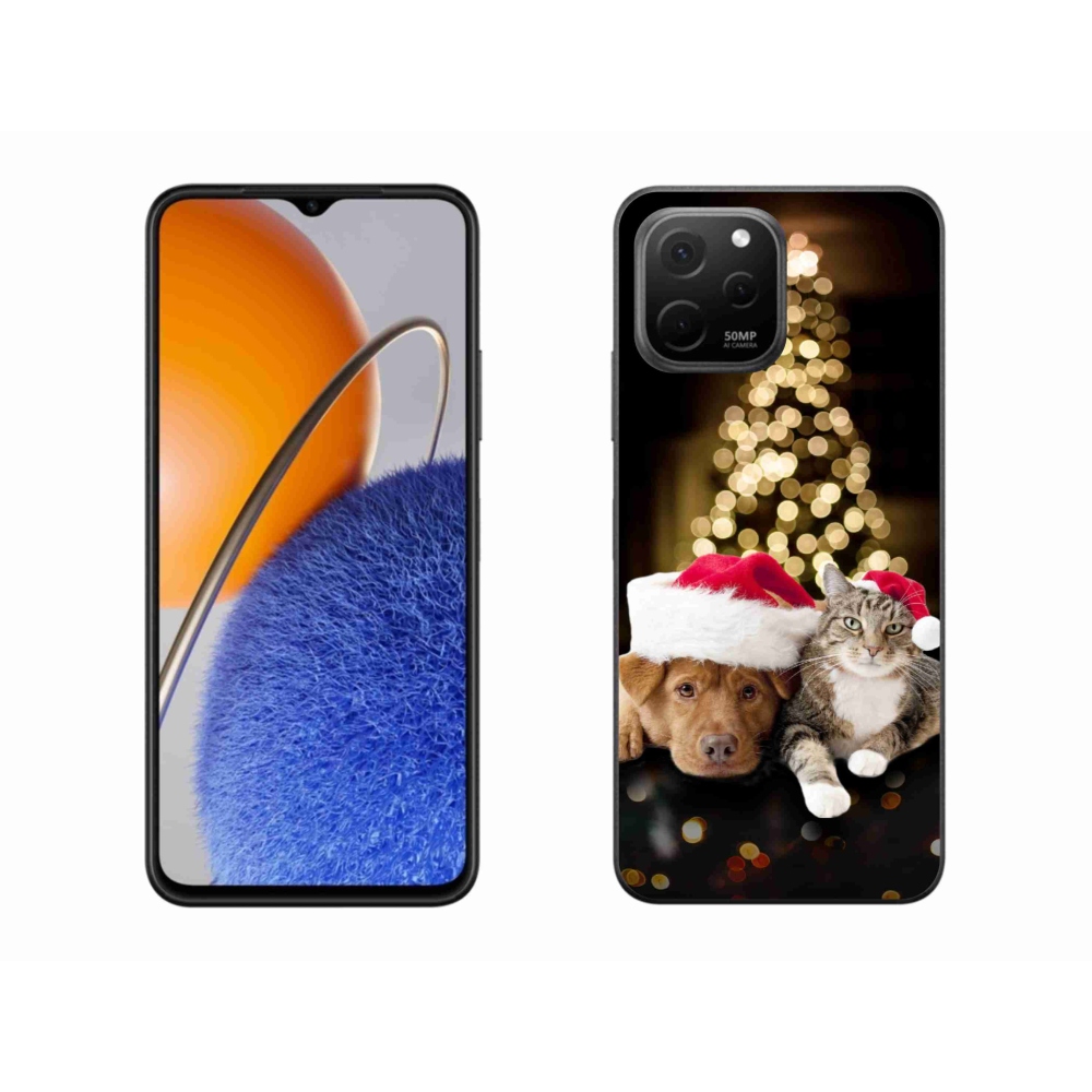 Gelový kryt mmCase na Huawei Nova Y61 - vánoční pes a kočka