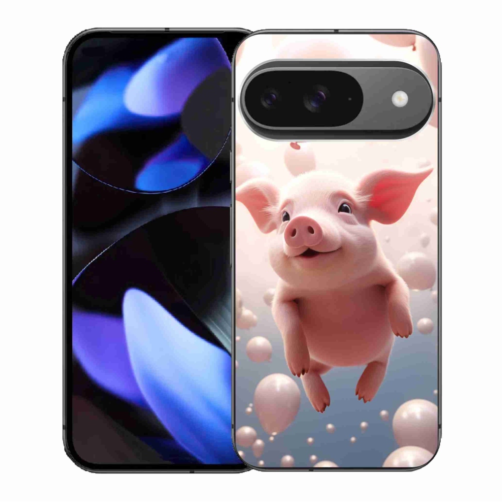 Gelový kryt mmCase na Google Pixel 9/9 Pro - prasátko s balónky