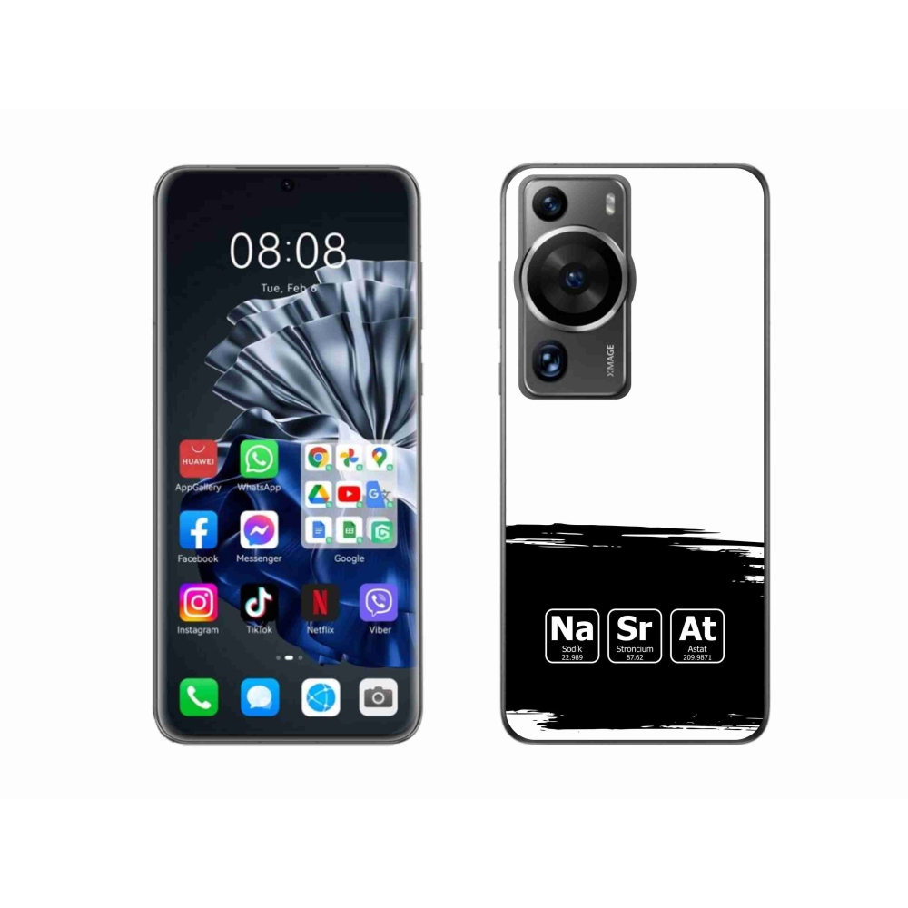 Gelový kryt mmCase na Huawei P60 Pro - chemické prvky černobílé pozadí