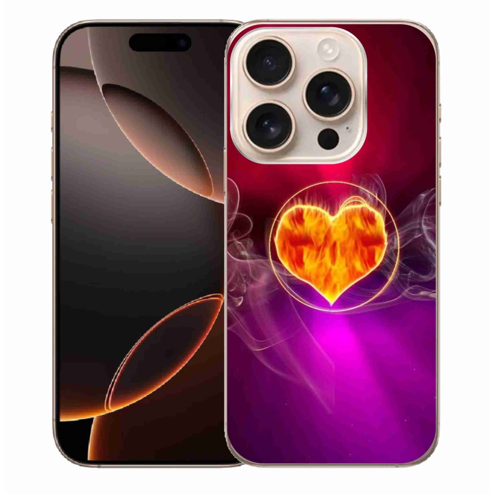 Gelový kryt mmCase na iPhone 16 Pro Max - ohnivé srdce