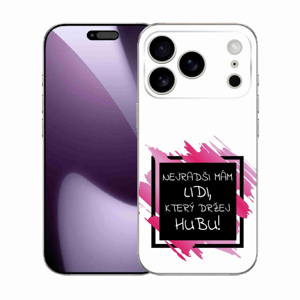 Gelový kryt mmCase na iPhone 17 Pro - vtipný text 7 černobílé pozadí