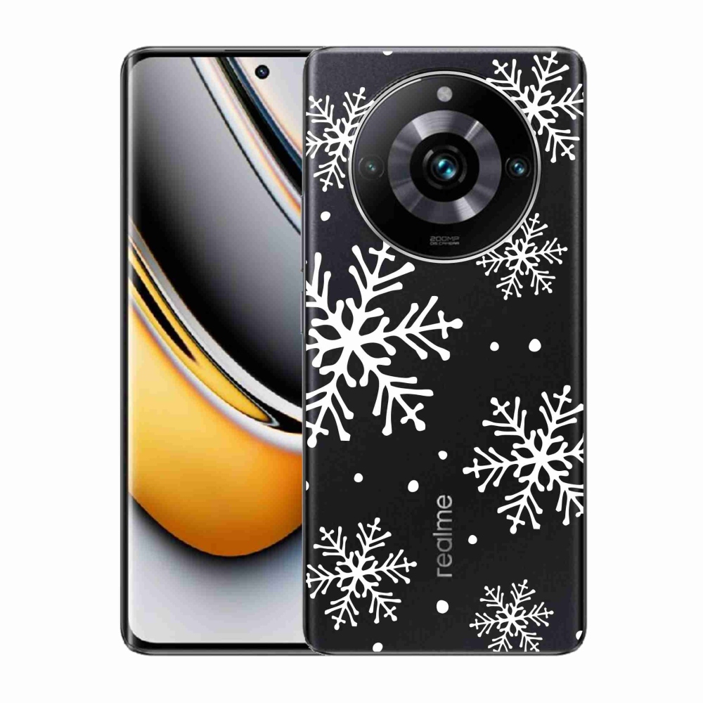 Gelový kryt mmCase na Realme 11 Pro/11 Pro+ - bílé vločky na průhledném pozadí