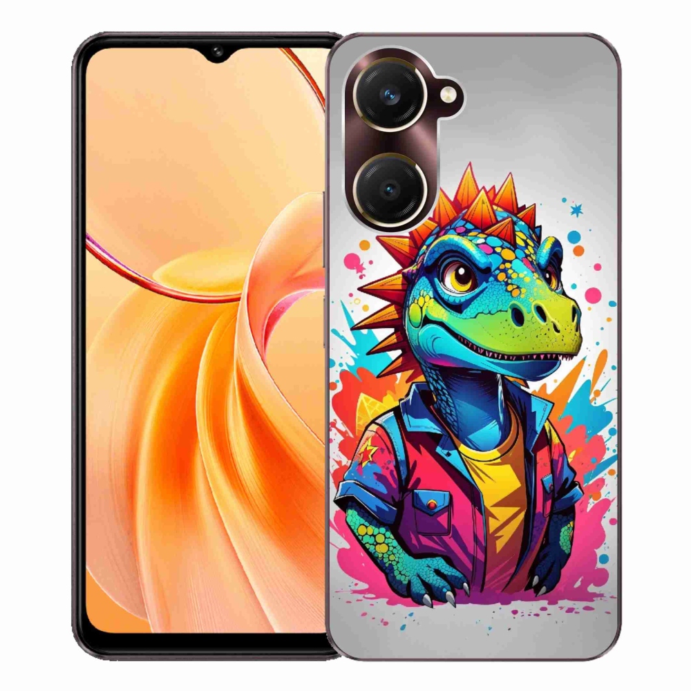 Gelový kryt mmCase na Vivo Y28s 5G - barevný dinosaurus
