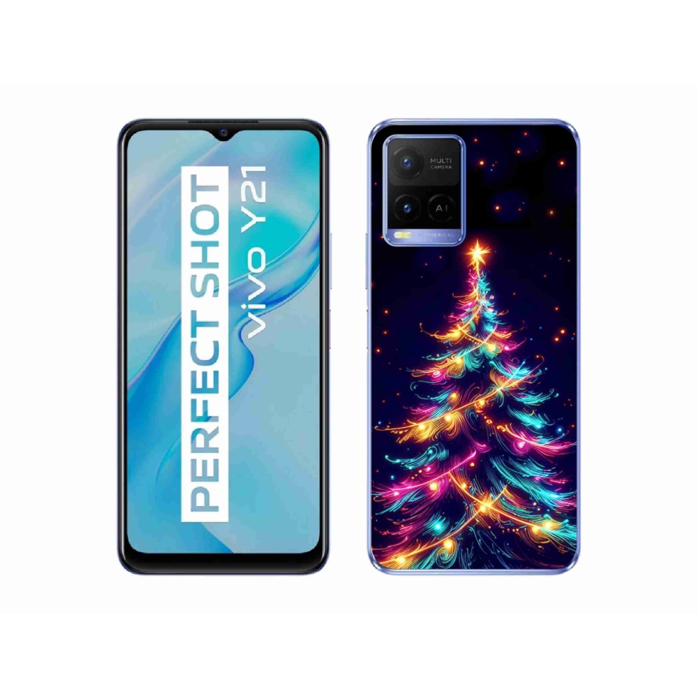 Gelový kryt mmCase na Vivo Y21/Y21s/Y33s - neonový vánoční stromek