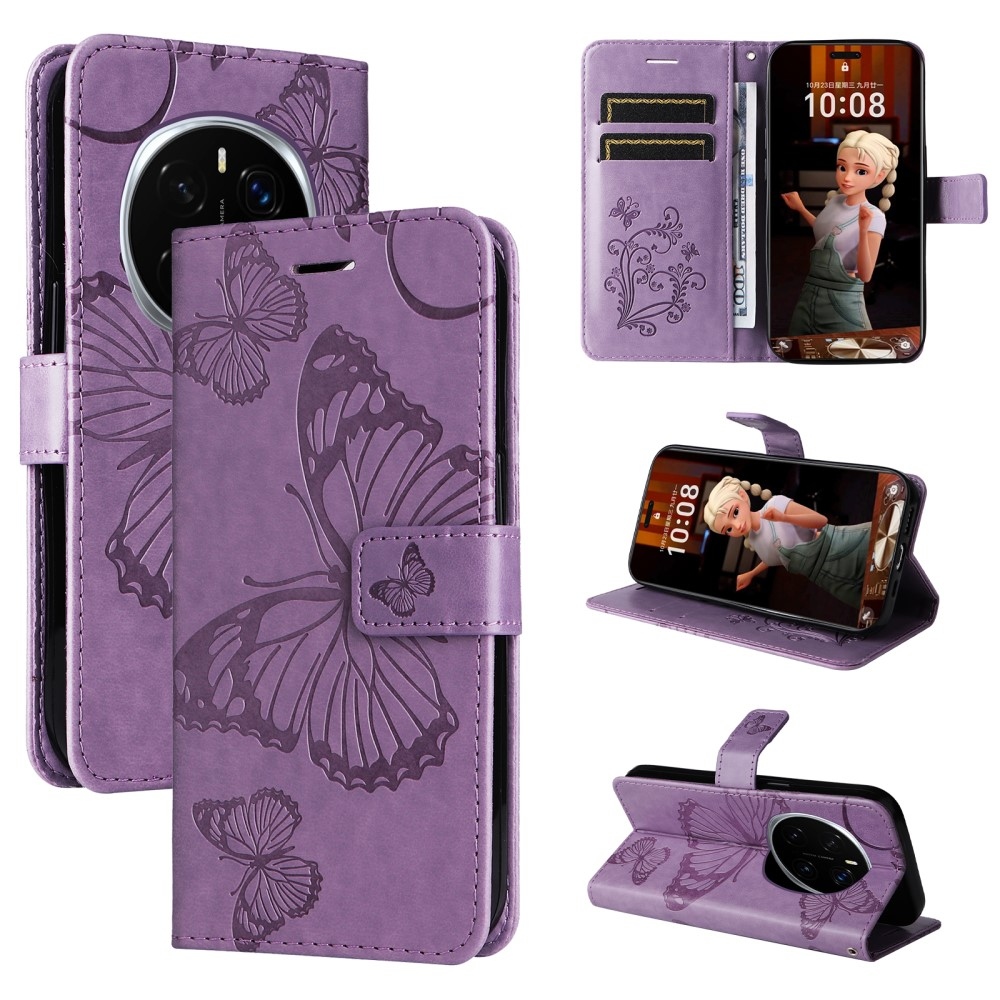 Big Butterfly knížkové pouzdro na Honor Magic 7 Pro 5G - fialové