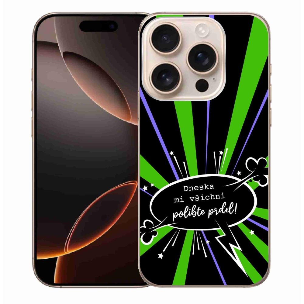 Gelový kryt mmCase na iPhone 16 Pro Max - vtipný text 15 černé pozadí