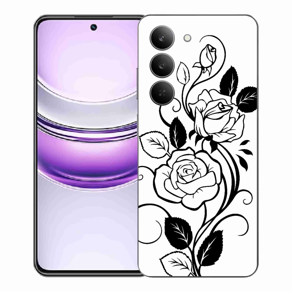 Gelový kryt mmCase na Realme 14x 5G - černobílá růže