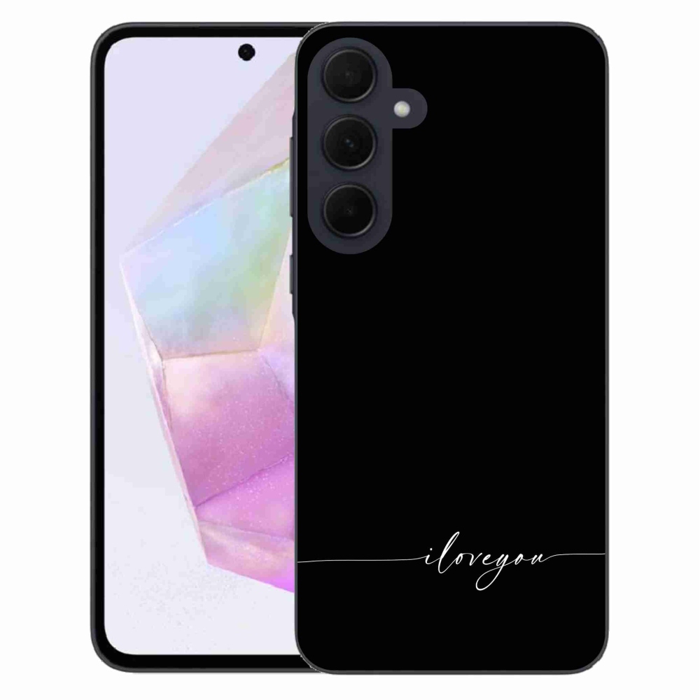 Gelový kryt mmCase na Samsung Galaxy A35 5G - I love you černé pozadí