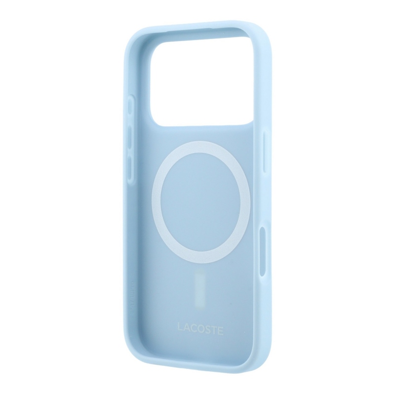 Lacoste PVC Iconic Petit Pique Metal Logo MagSafe Zadní Kryt pro iPhone 18 Pro Max Blue