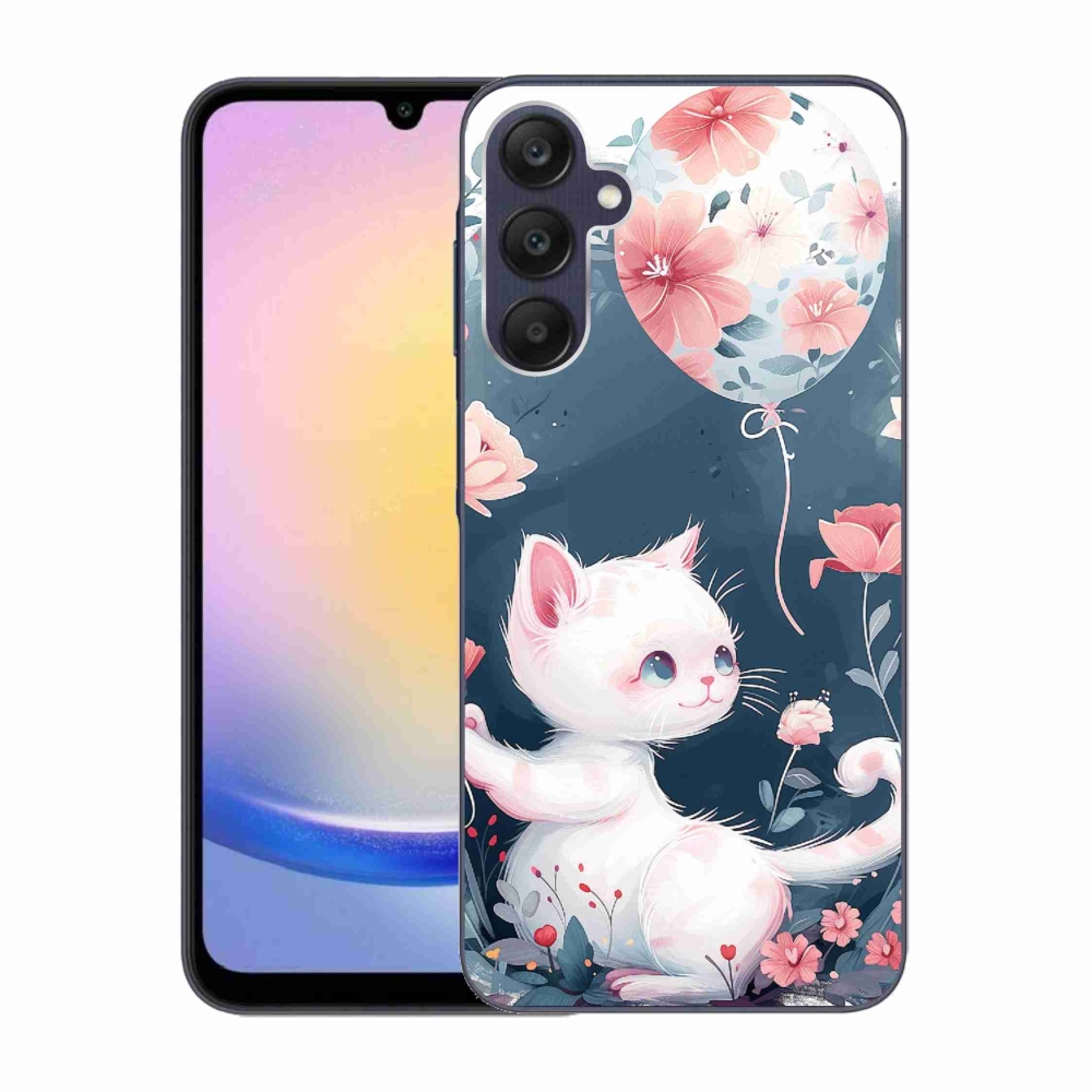 Gelový kryt mmCase na Samsung Galaxy A25 5G - kotě s balónkem