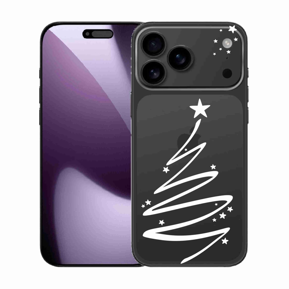 Gelový kryt mmCase na iPhone 17 Pro Max - bílý stromeček na průhledném pozadí