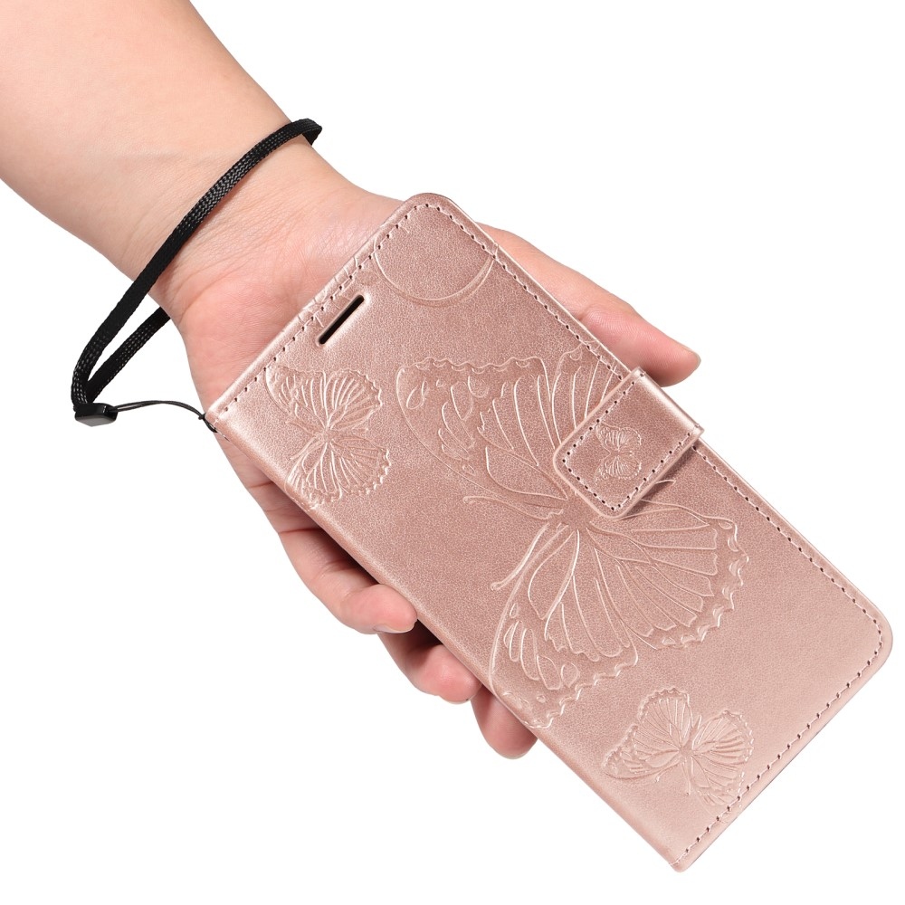 Big Butterfly knížkové pouzdro na Xiaomi Redmi Note 14 - růžovozlaté