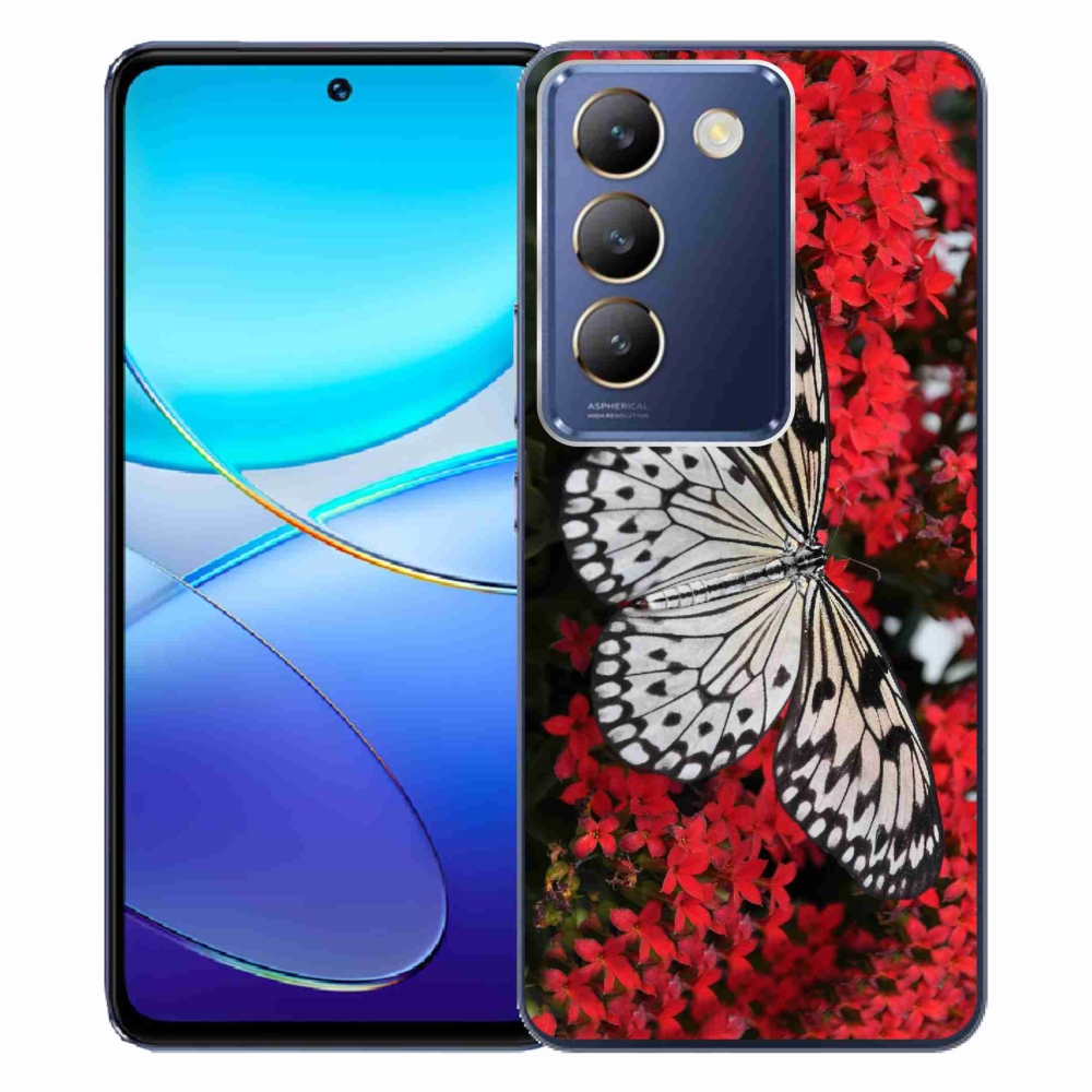 Gelový kryt mmCase na Vivo V40 SE 4G/5G - černobílý motýl 1