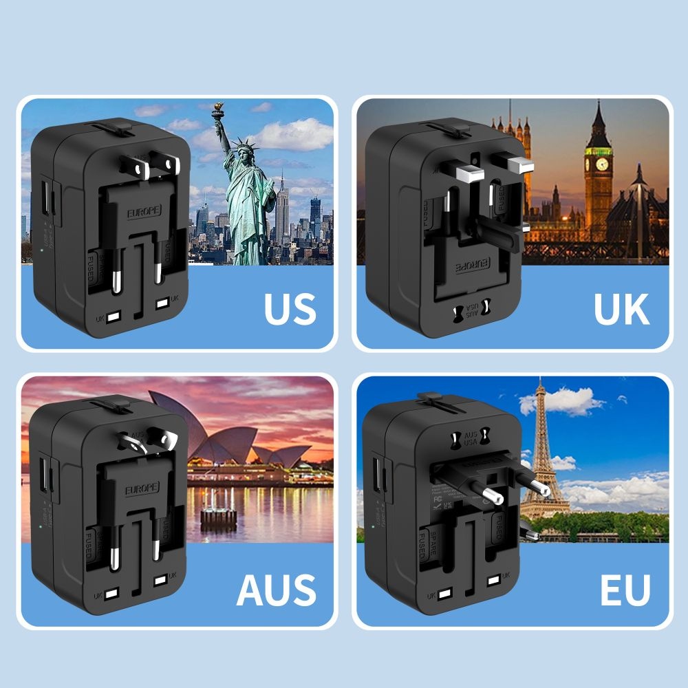 Tech-Protect TA300 univerzální cestovní adaptér EU / UK / US / AU