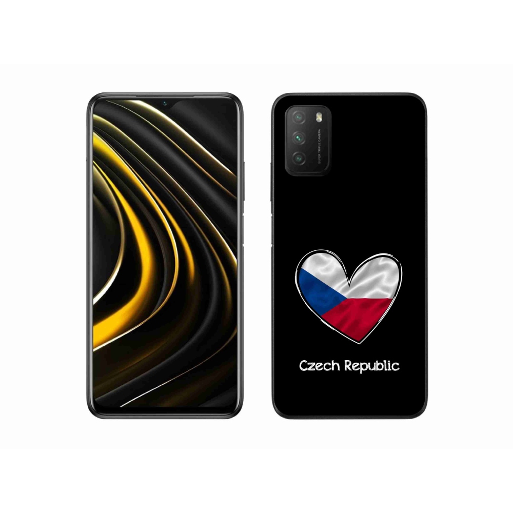 Gelový kryt mmCase na Xiaomi Poco M3 - vlajka srdce černé pozadí