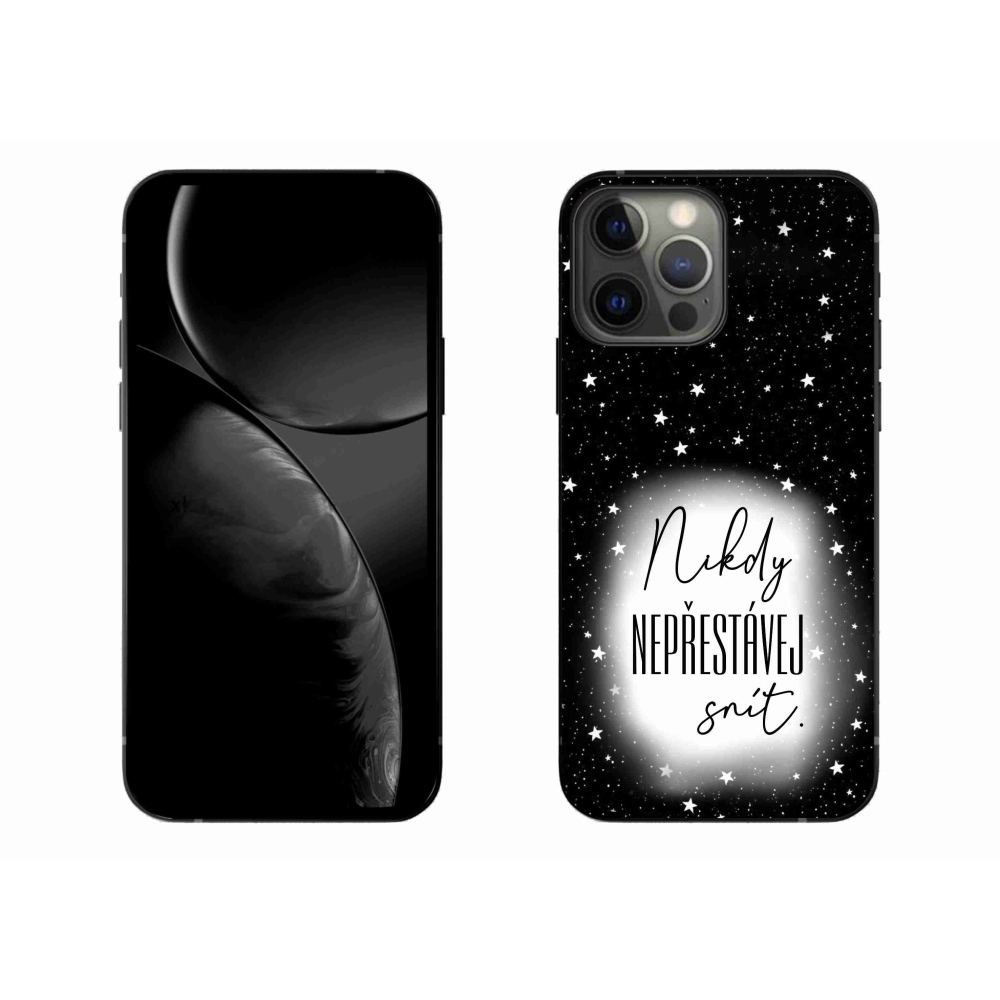 Gelový kryt mmCase na iPhone 13 Pro Max 6.7 - citát 1 bíločerné pozadí