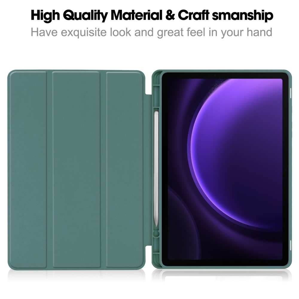 Case chytré zavírací pouzdro na Samsung Galaxy Tab S9 FE/Tab S10 FE - tmavězelené
