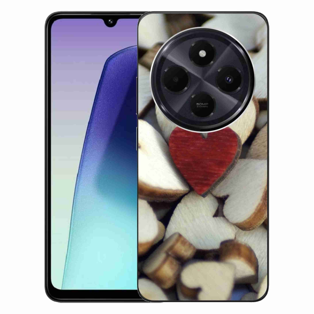 Gelový kryt mmCase na Xiaomi Redmi 14C/Poco C75 - gravírované červené srdce 
