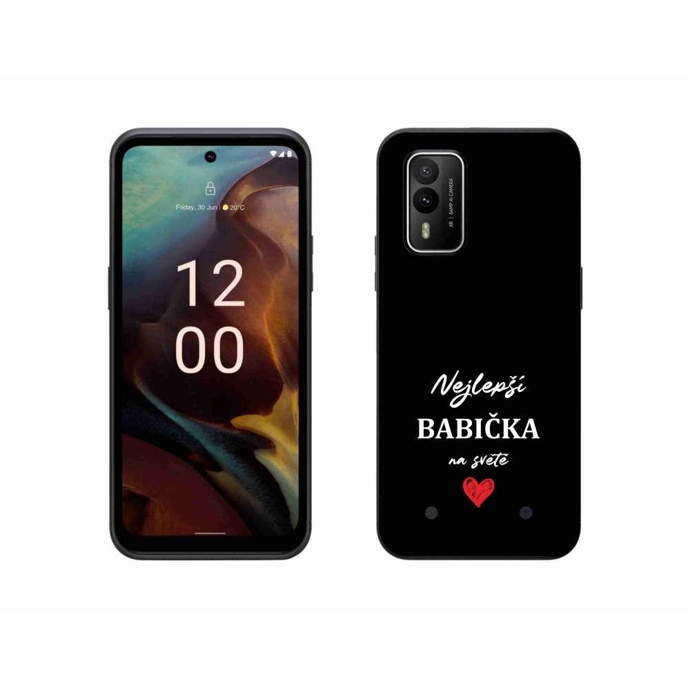 Gelový kryt mmCase na Nokia XR21 - nejlepší babička 1 černé pozadí