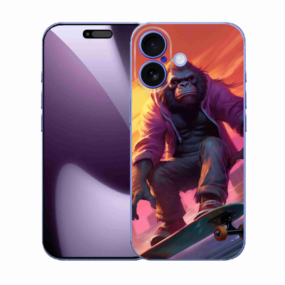 Gelový kryt mmCase na iPhone 17 - gorila na skateboardu