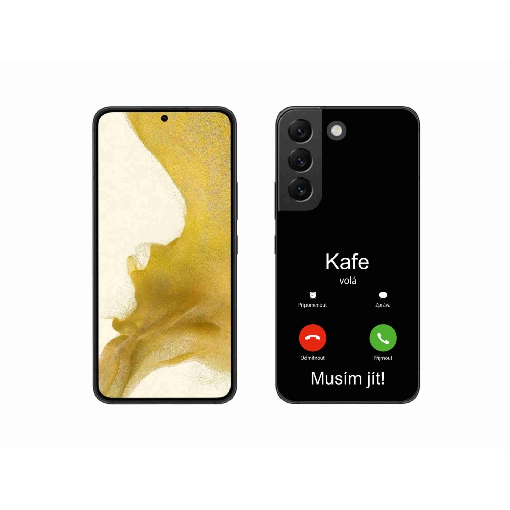 Gelový kryt mmCase na Samsung Galaxy S22 5G - kafe volá černé pozadí